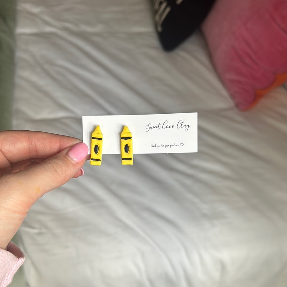 Yellow Crayon Earrings